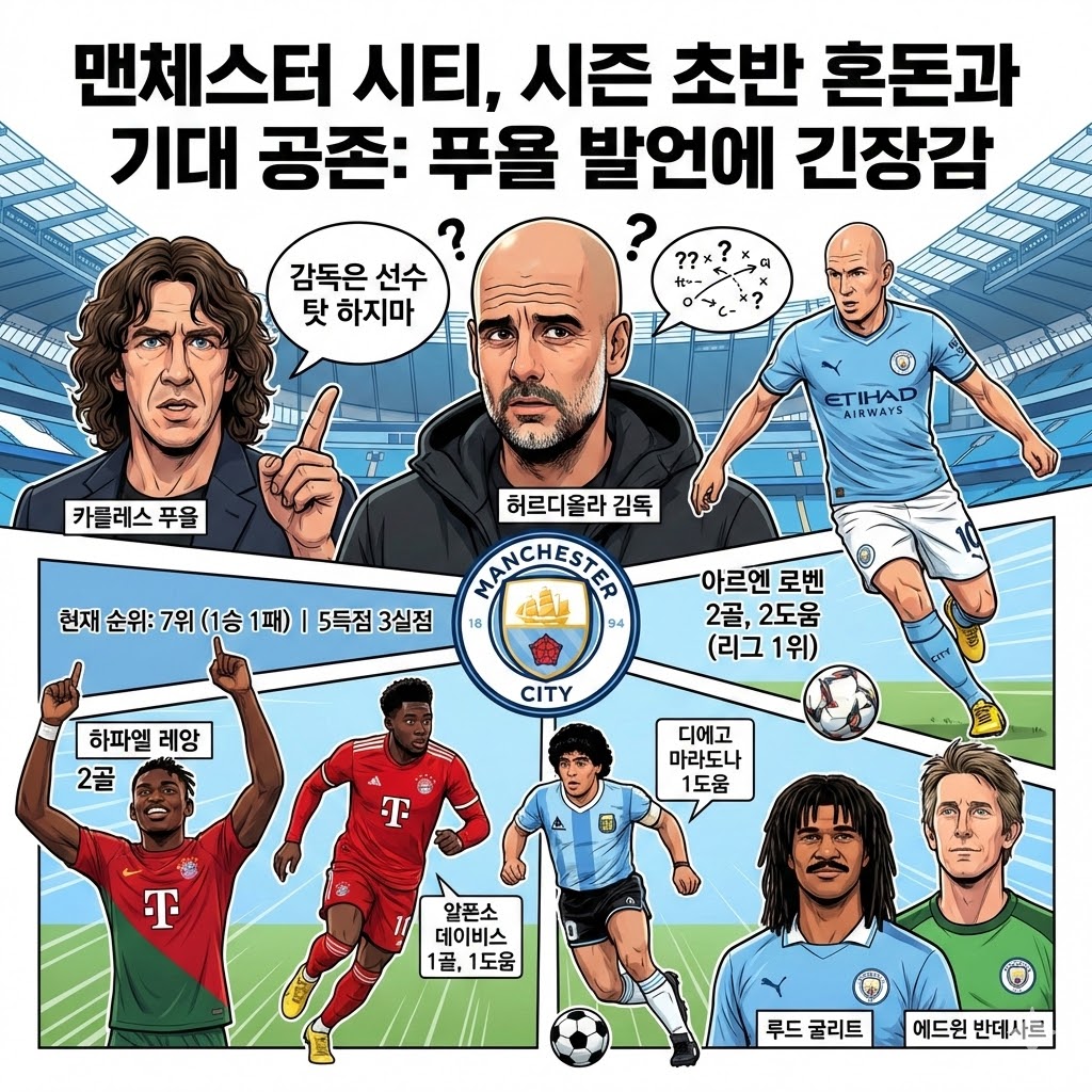 맨시티, 개막 초반 흔들? 푸욜 [감독 탓!] 일침